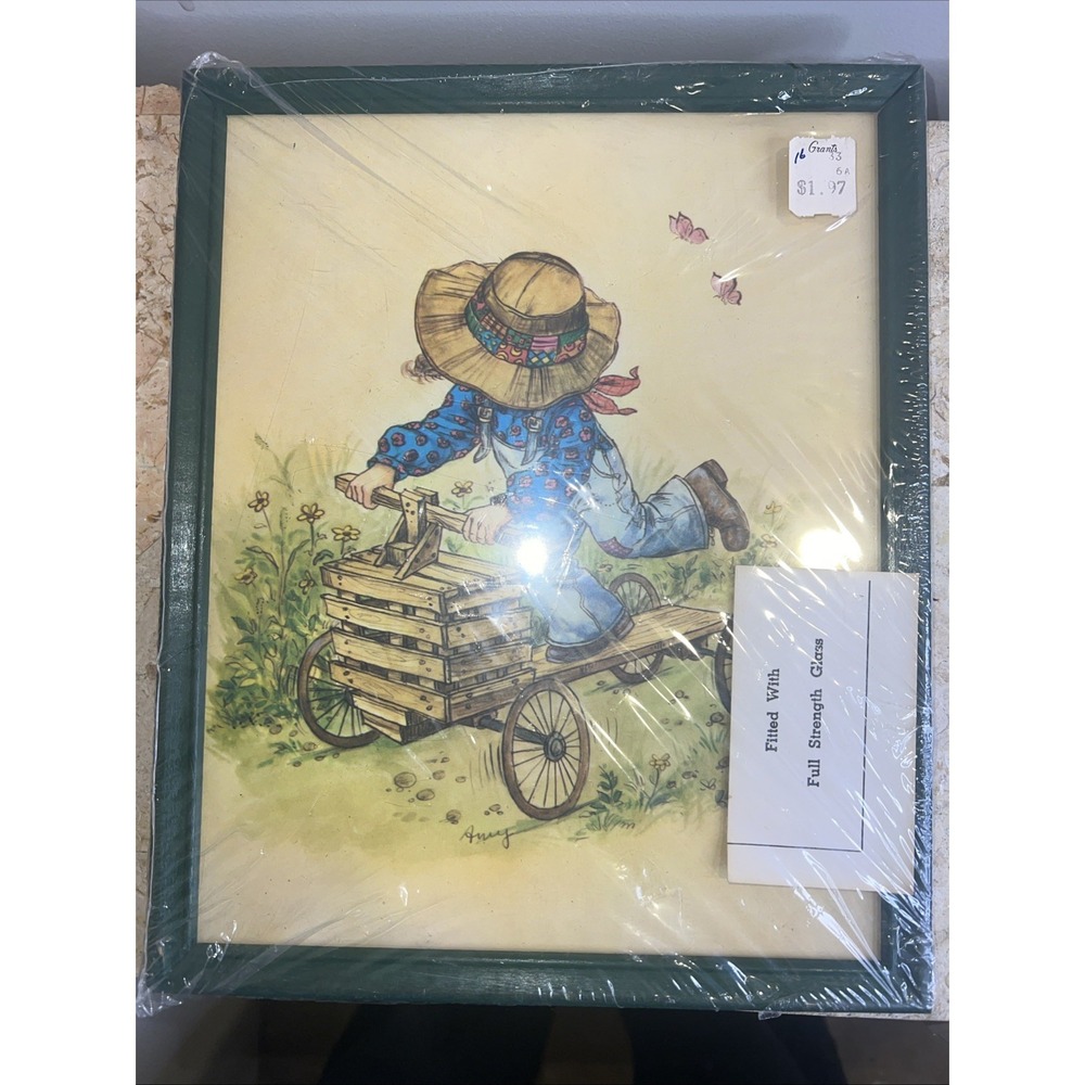 New Bernard Picture Co. vintage Print Of Carefree Child On Homemade Scooter 8x10